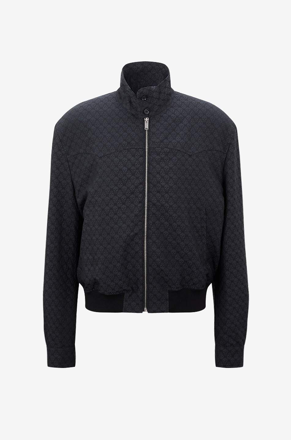 ALEXANDER McQUEEN Leichte Bomberjacke aus Totenkopf-Jacquard Harrington Herren SCHWARZ 1