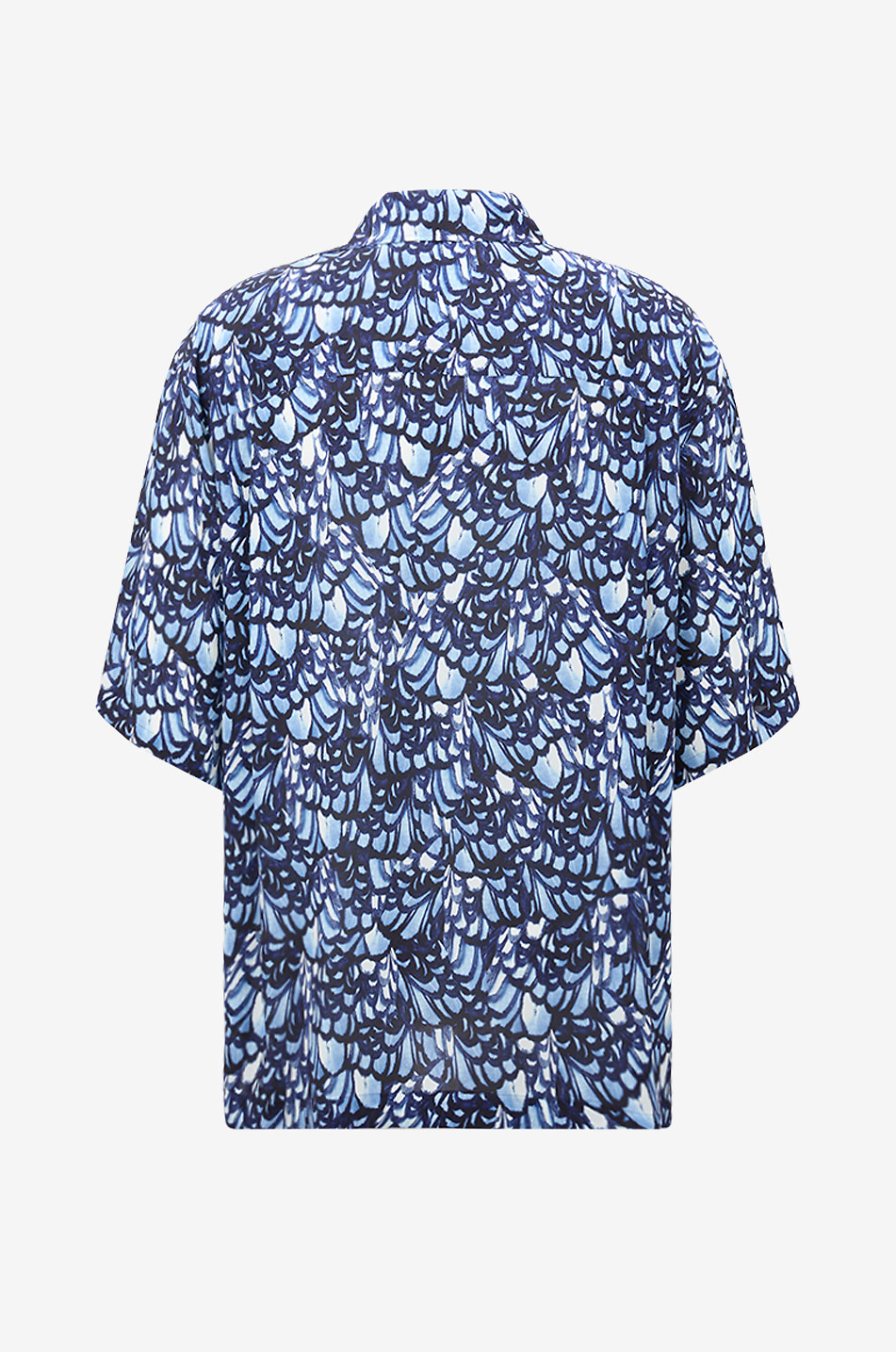 ALEXANDER McQUEEN Weites Kurzarm-Hemd Feather Print Herren BLAU 2