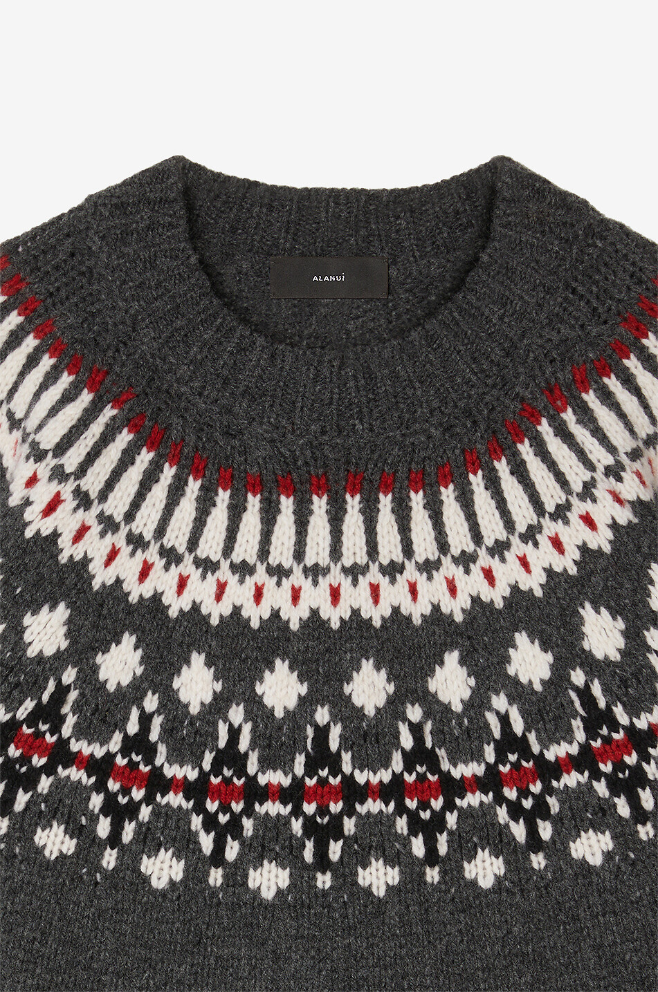 ALANUI Pull jacquard à col rond en laine Sweet Winter Femme GRIS FONCÉ 3