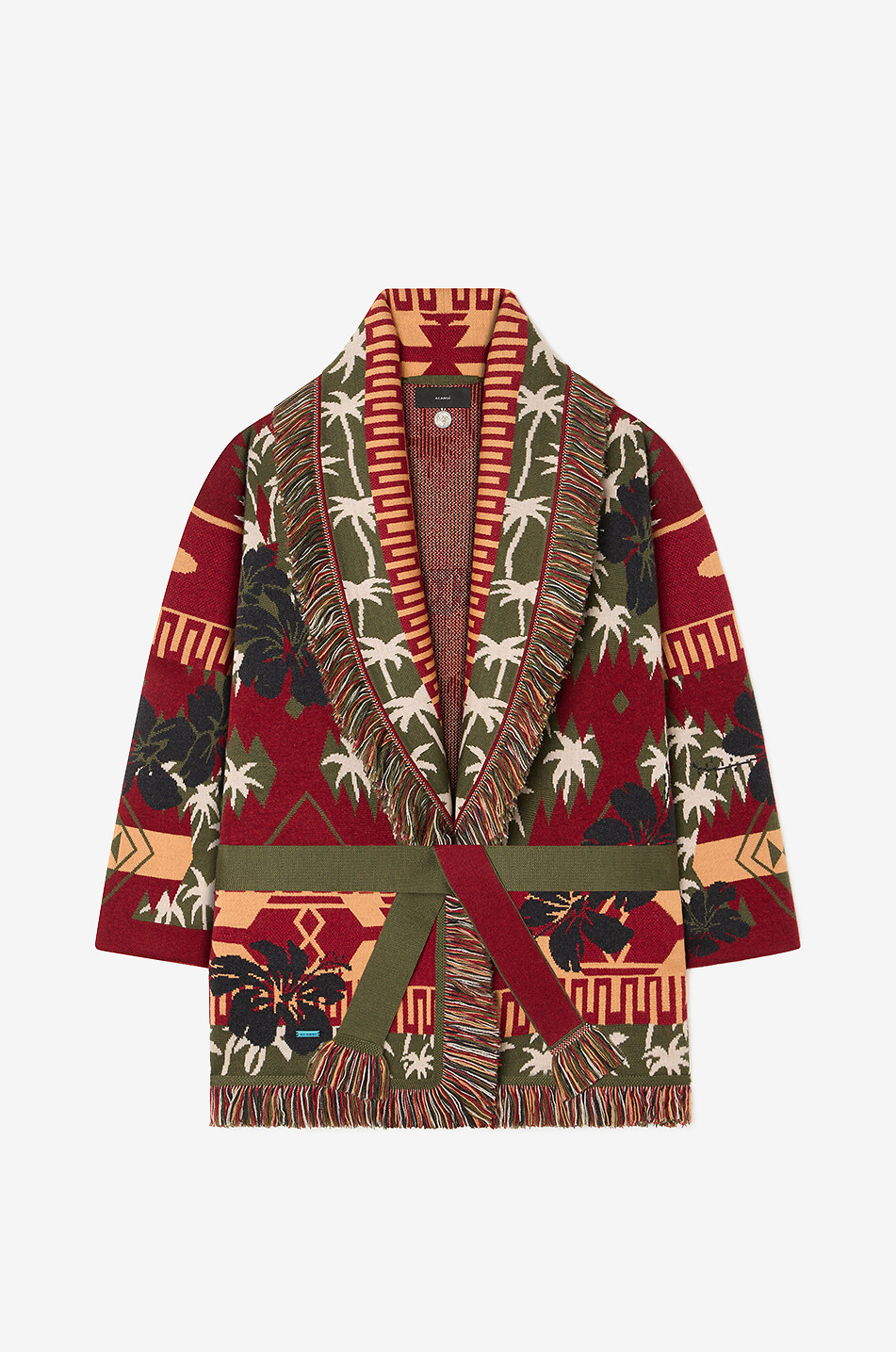 Hibiscus Bloom wool jacquard cardigan ALANUI RED Bongénie
