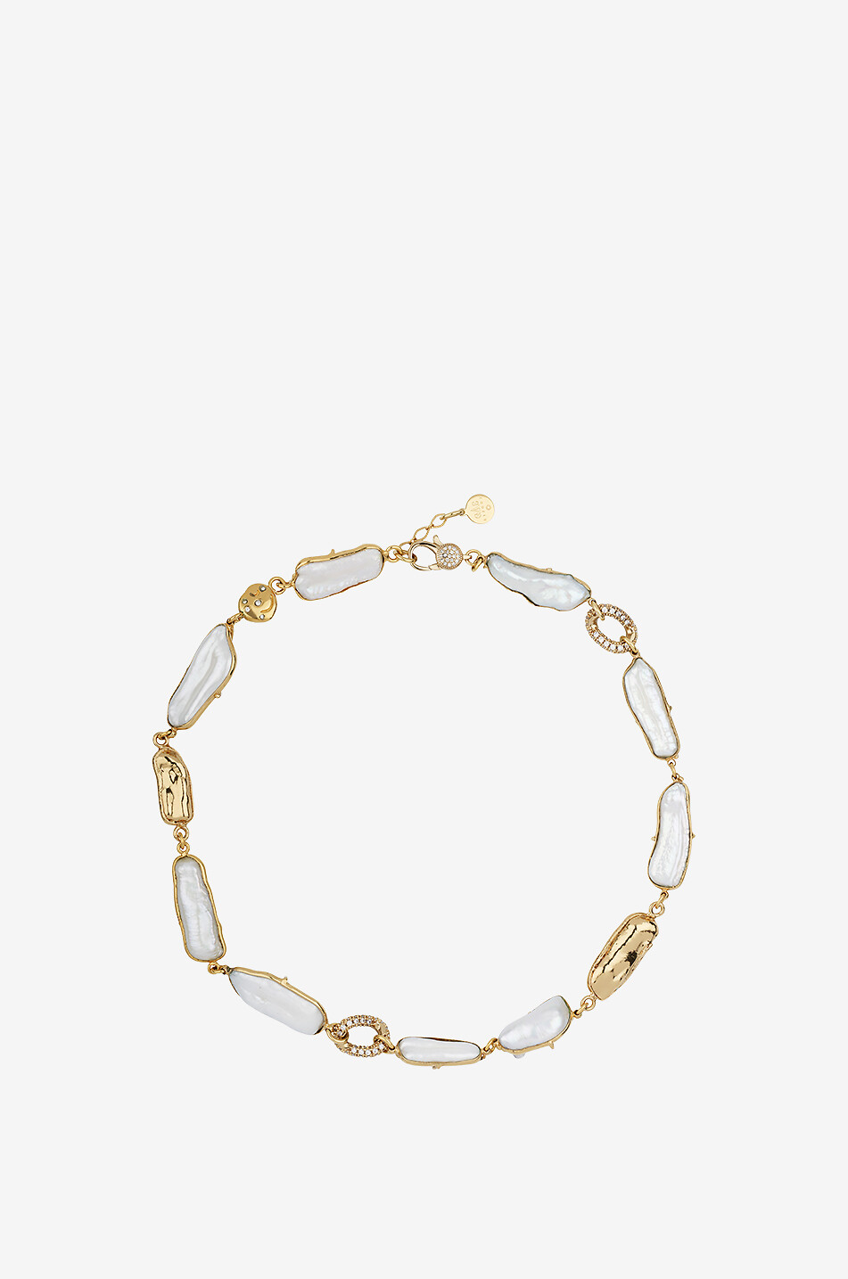 Goldene Halskette mit Perlmutt und Strass Cayo