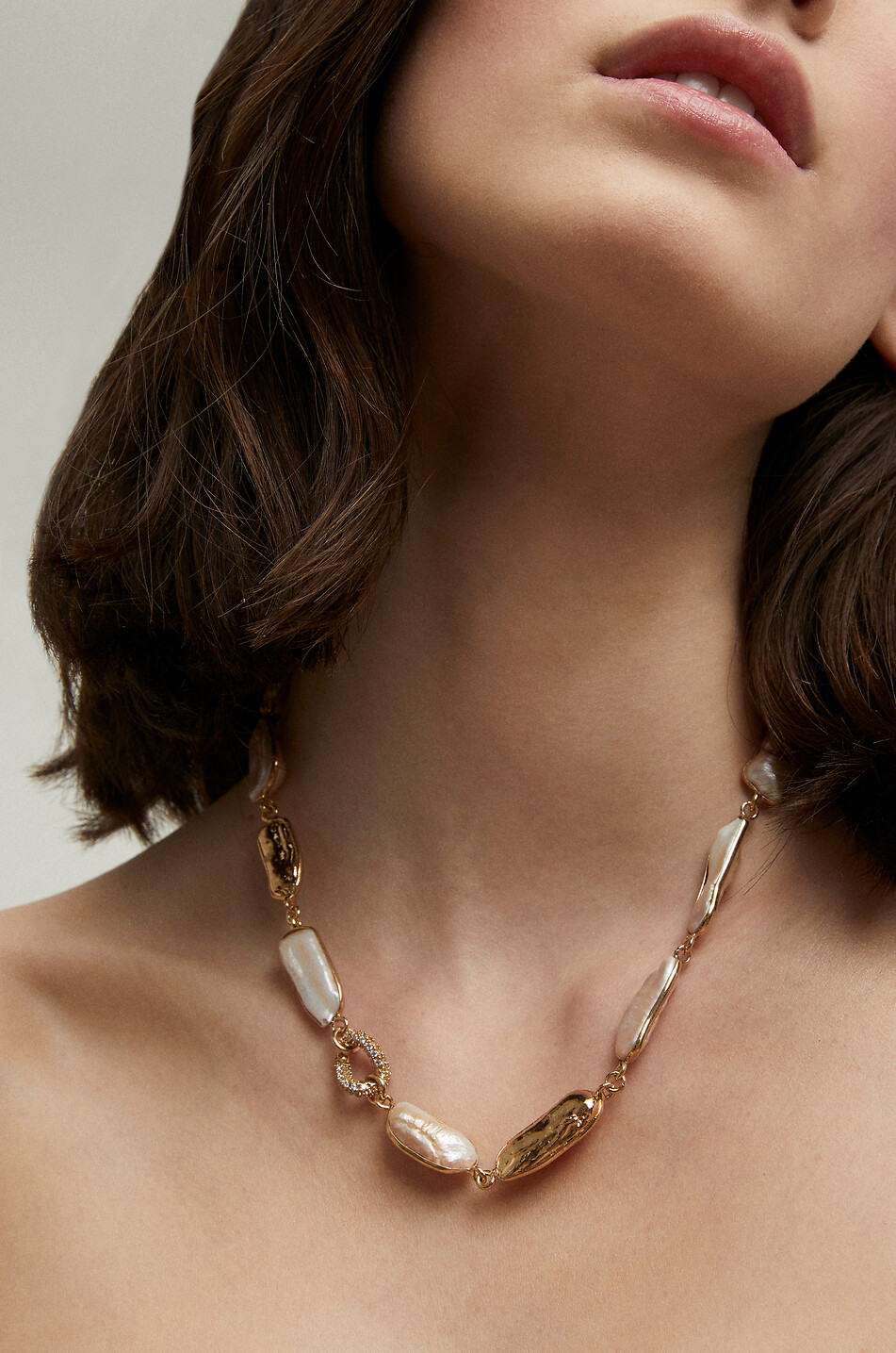 GAS BIJOUX Goldene Halskette mit Perlmutt und Strass Cayo Damen GOLDEN 2