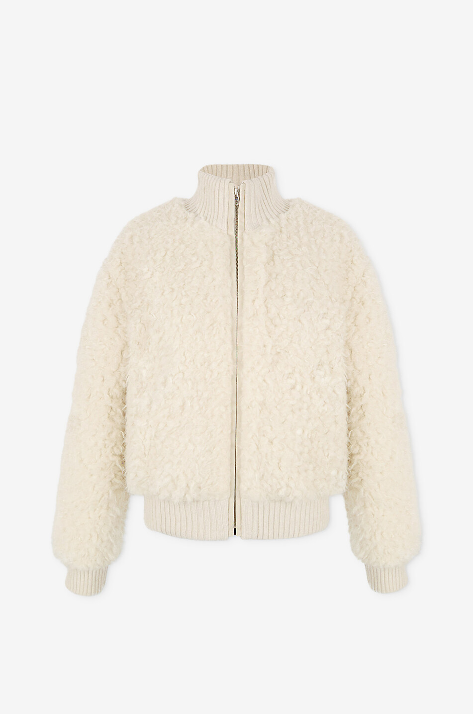 Teddy cropped synthetic shearling bomber jacket