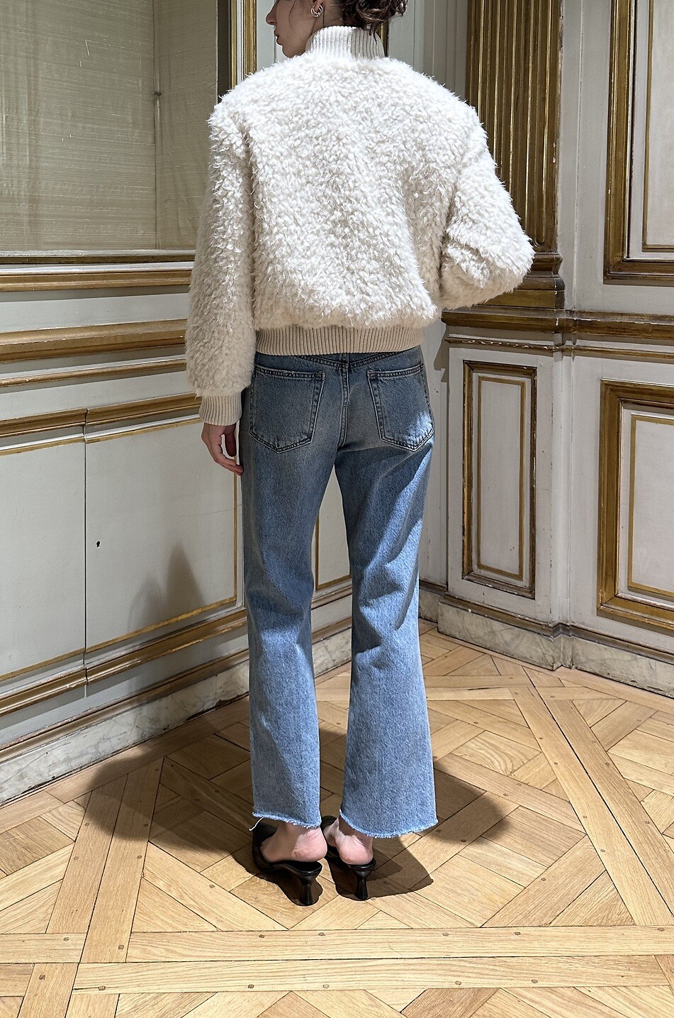 THELAURENT Teddy cropped synthetic shearling bomber jacket Women EGGSHELL 4