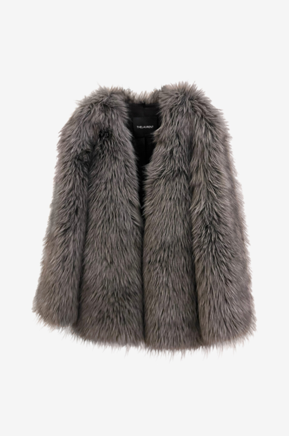 THELAURENT Short v-neck faux fur coat Women GREY 1