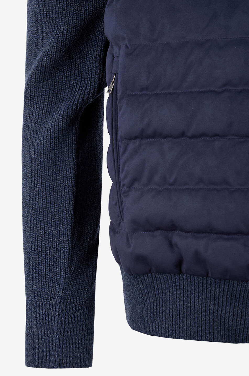 HERNO Resort wool cardigan with quilted faux suede Men DARK BLUE 3