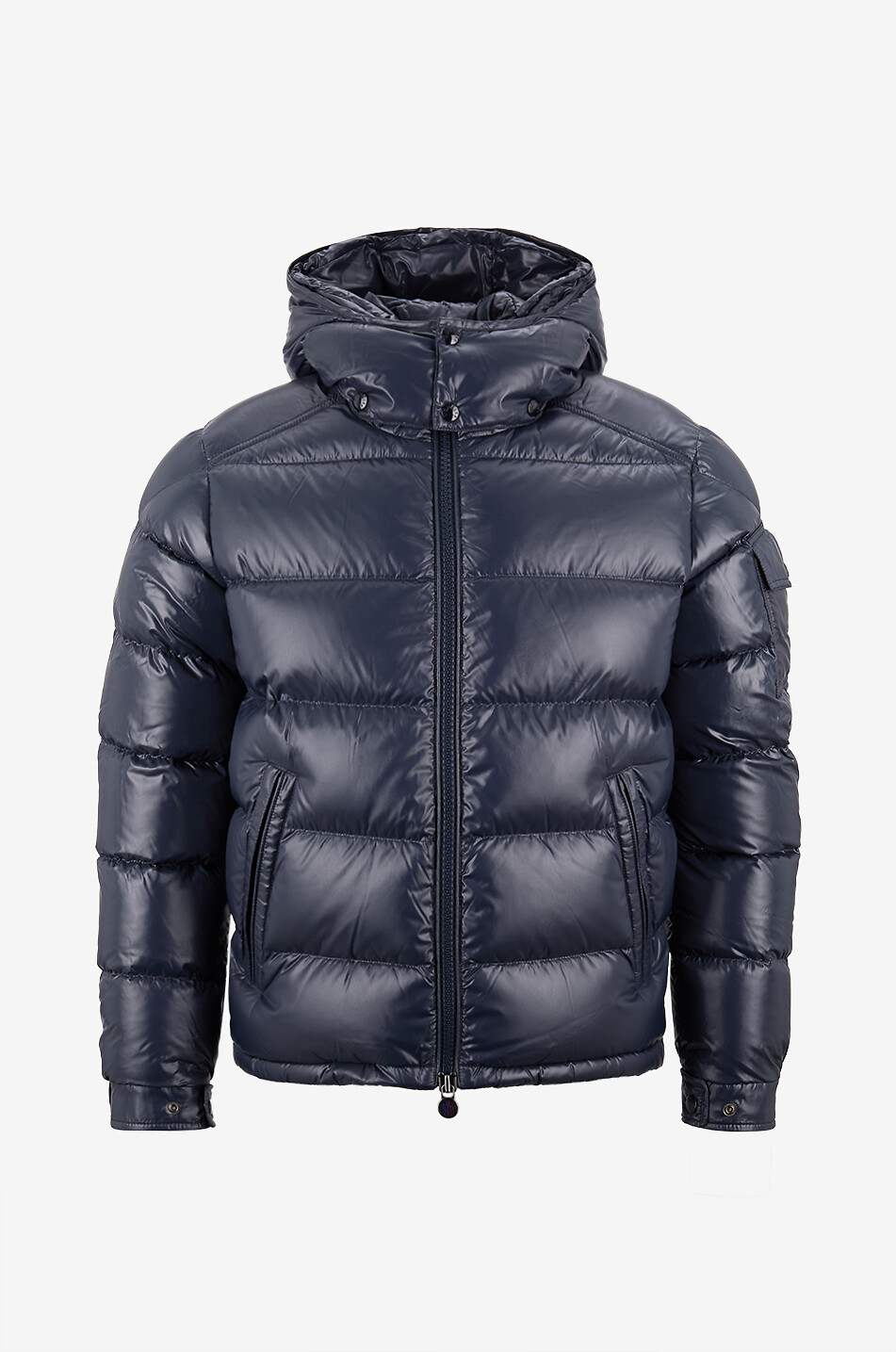 MONCLER Doudoune courte à capuche en nylon laqué Moncler Maya Homme BLEU FONCE 1
