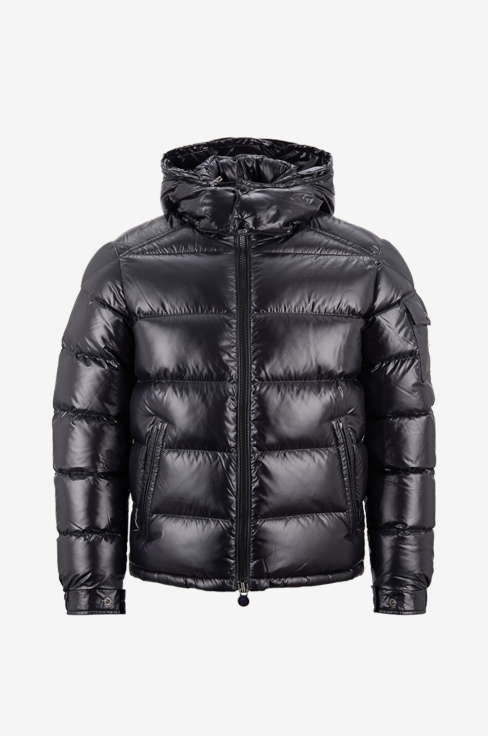 Doudoune courte à capuche en nylon laqué Moncler Maya