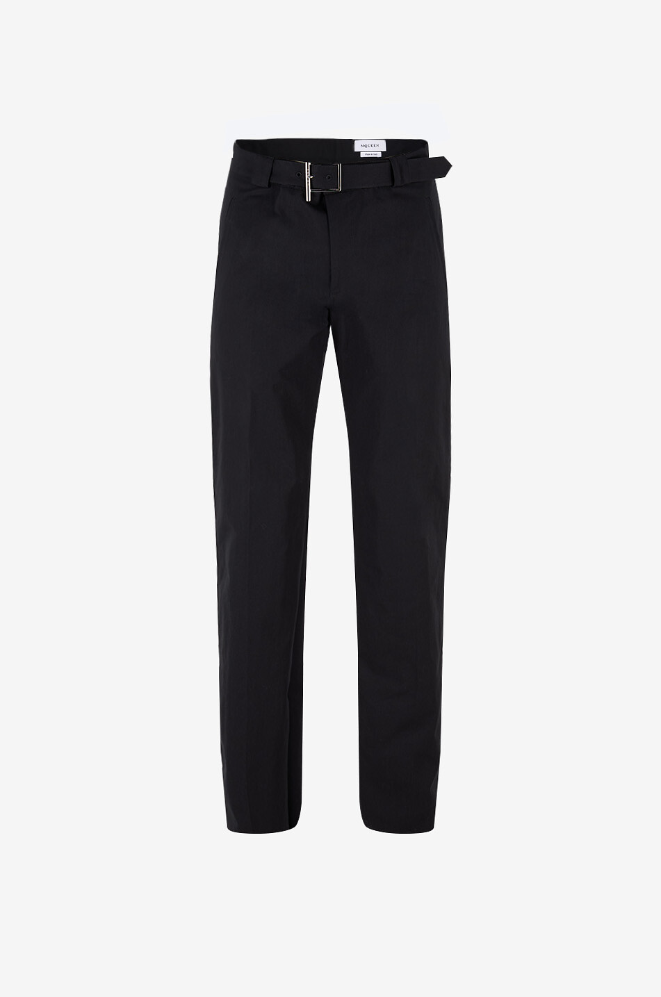 ALEXANDER McQUEEN Gerade Hose aus technischer Baumwolle mit Gürtel T-Bar Herren SCHWARZ 1