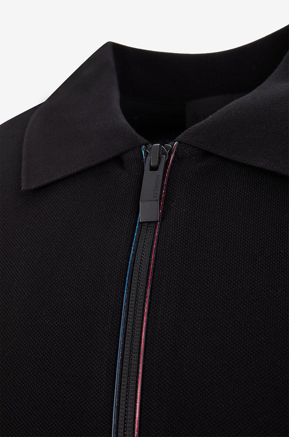 MONCLER Matt Black reflective zipp polo shirt Men BLACK 3