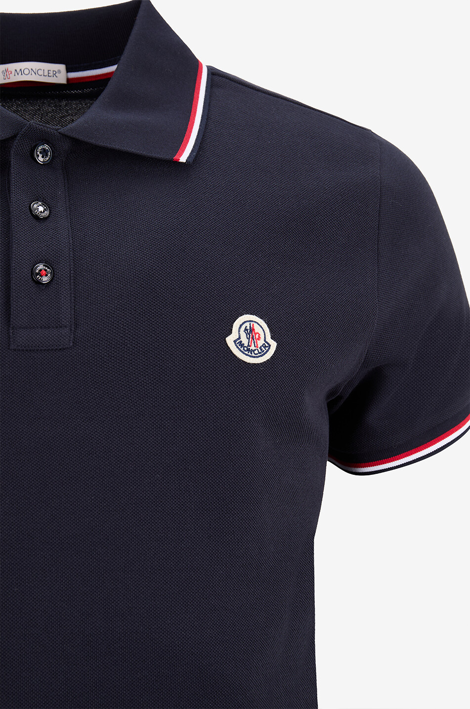 MONCLER Polo slim à bords bleu-blanc-rouge Homme BLEU FONCE 3