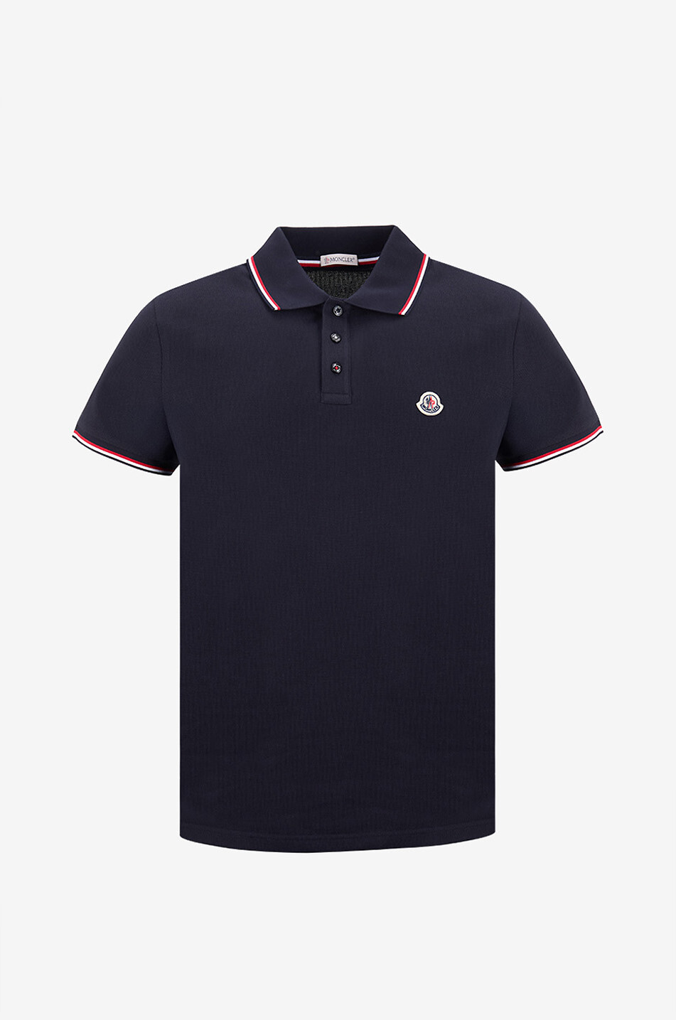 MONCLER Polo slim à bords bleu-blanc-rouge Homme BLEU FONCE 1