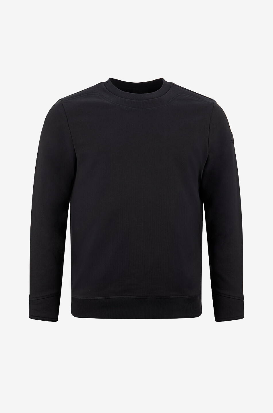 Matt Black crewneck sweatshirt with ribbed yoke