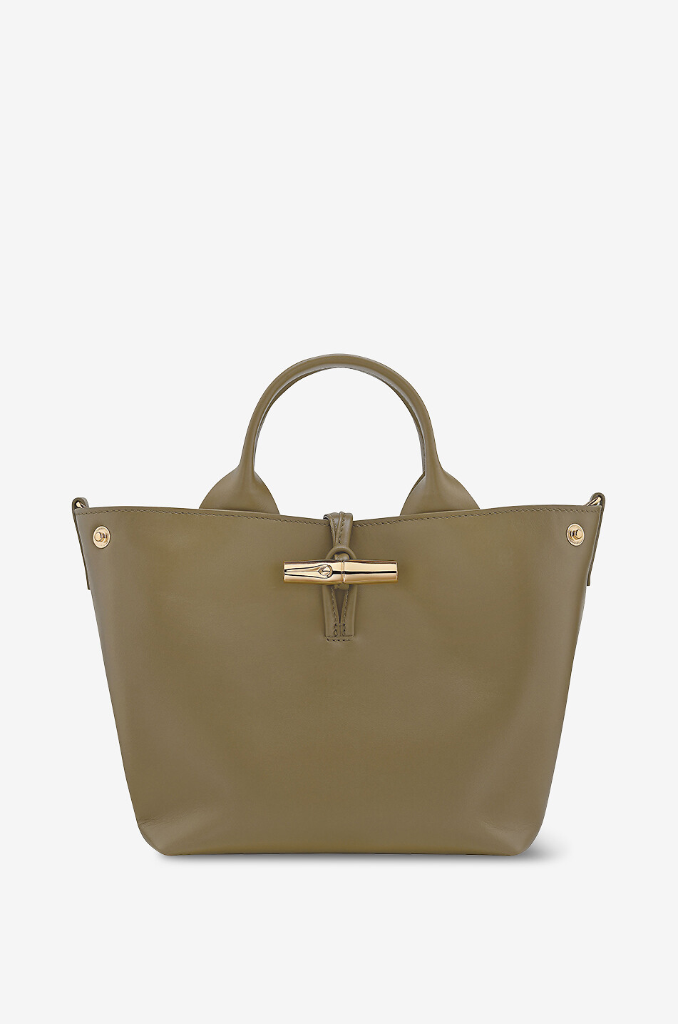 LONGCHAMP Sac à main en cuir lisse Le Roseau S Femme KAKI 6