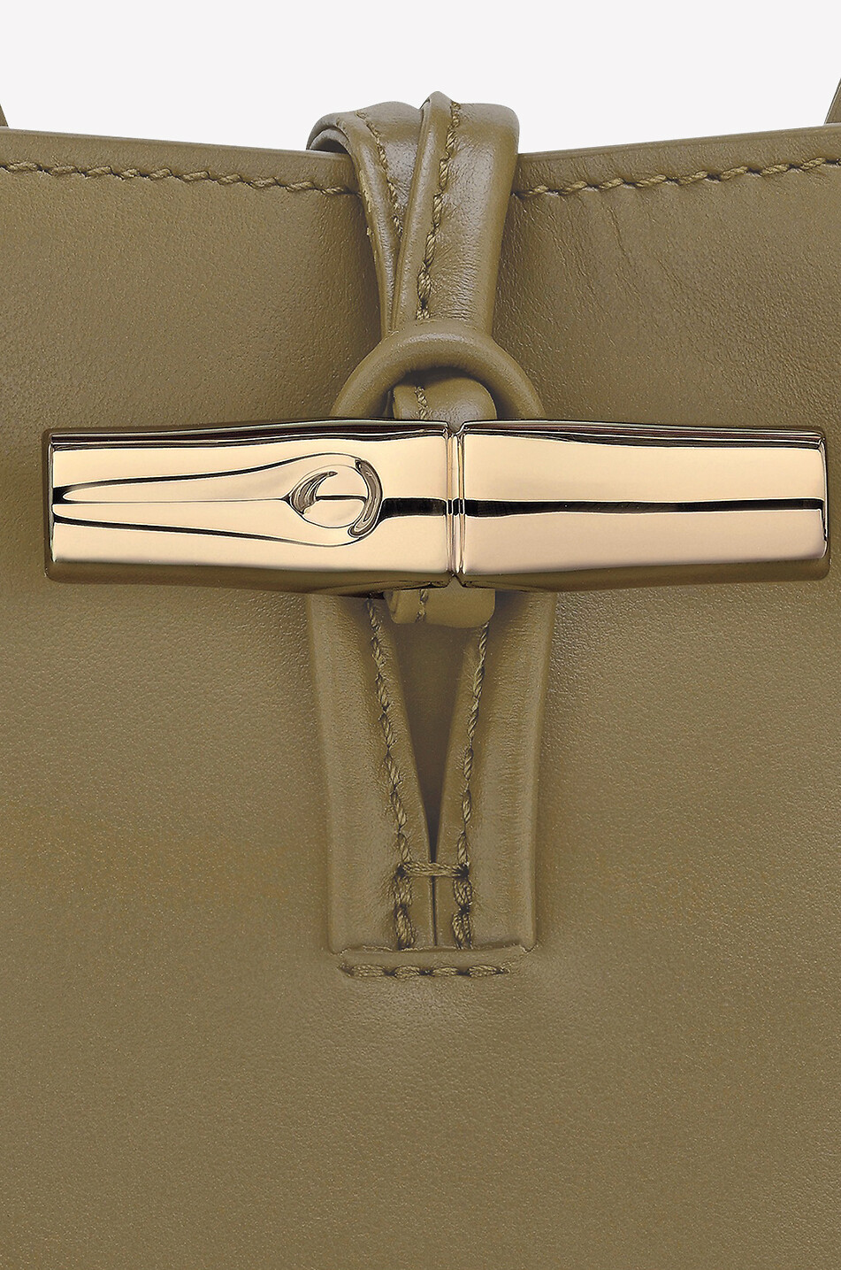 LONGCHAMP Sac à main en cuir lisse Le Roseau S Femme KAKI 8