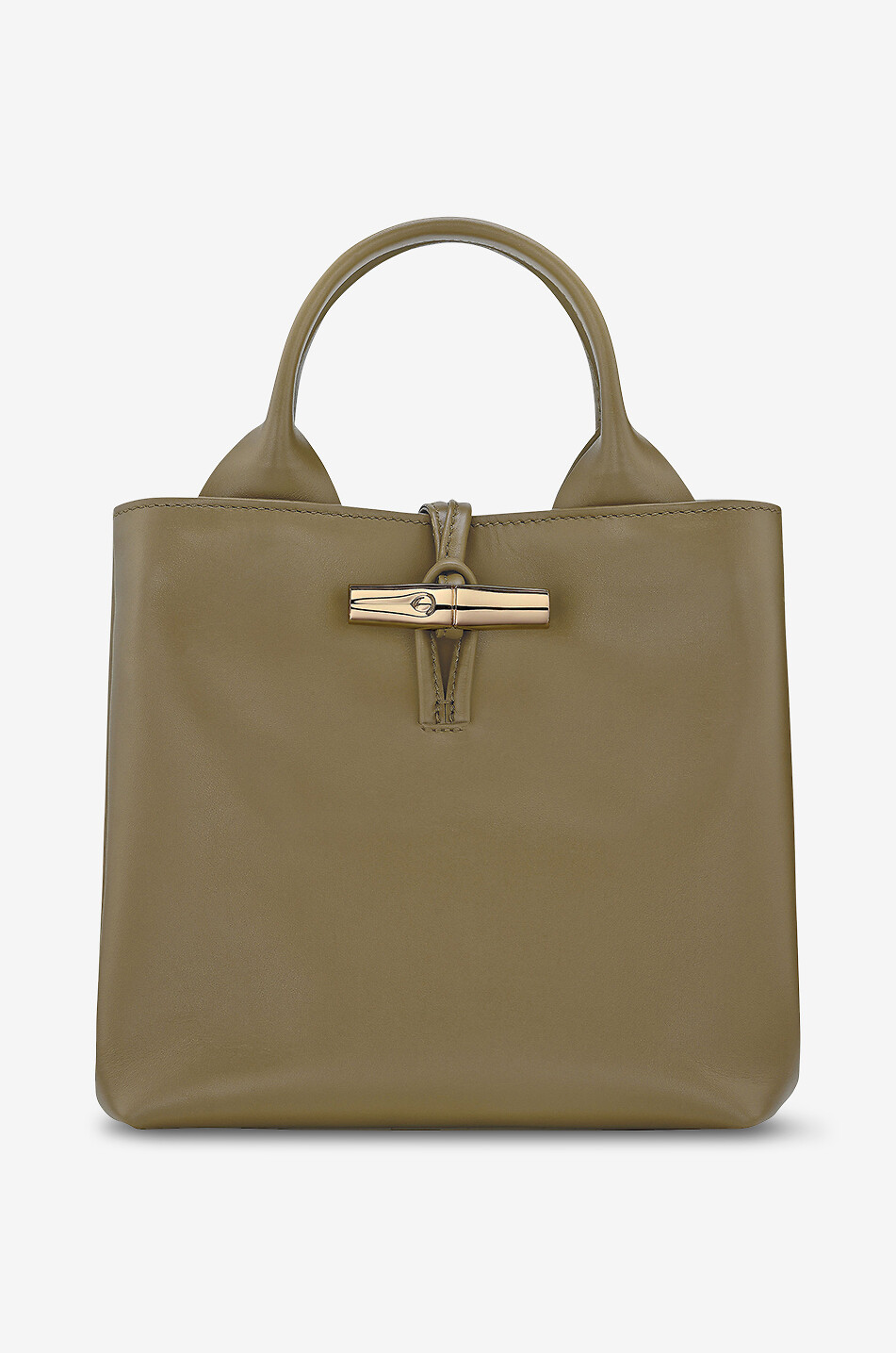 LONGCHAMP Sac à main en cuir lisse Le Roseau S Femme KAKI 1