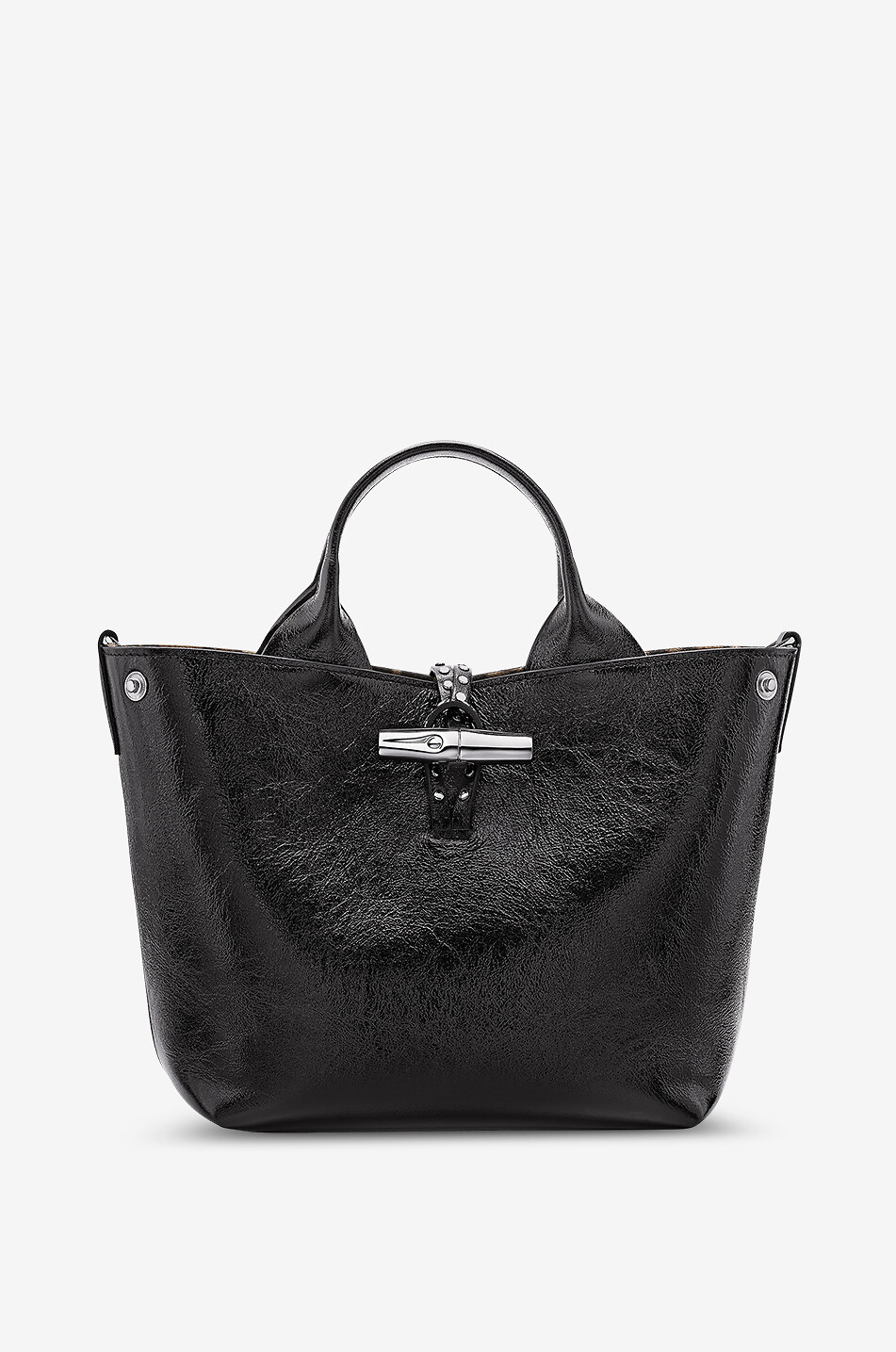 LONGCHAMP Le Roseau S crinkle leather bucket bag Women BLACK 2