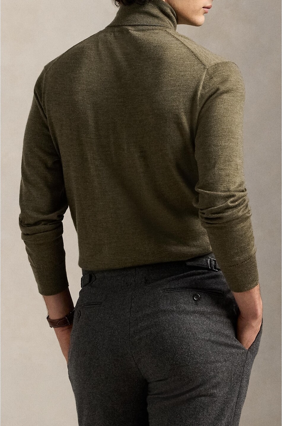 POLO RALPH LAUREN Pony turtleneck fine-gauge merino wool jumper Men KHAKI 3