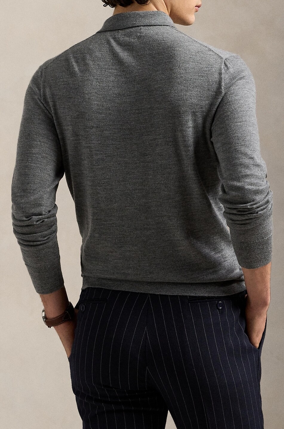 POLO RALPH LAUREN Pony fitted wool polo jumper Men MEDIUM GREY 3