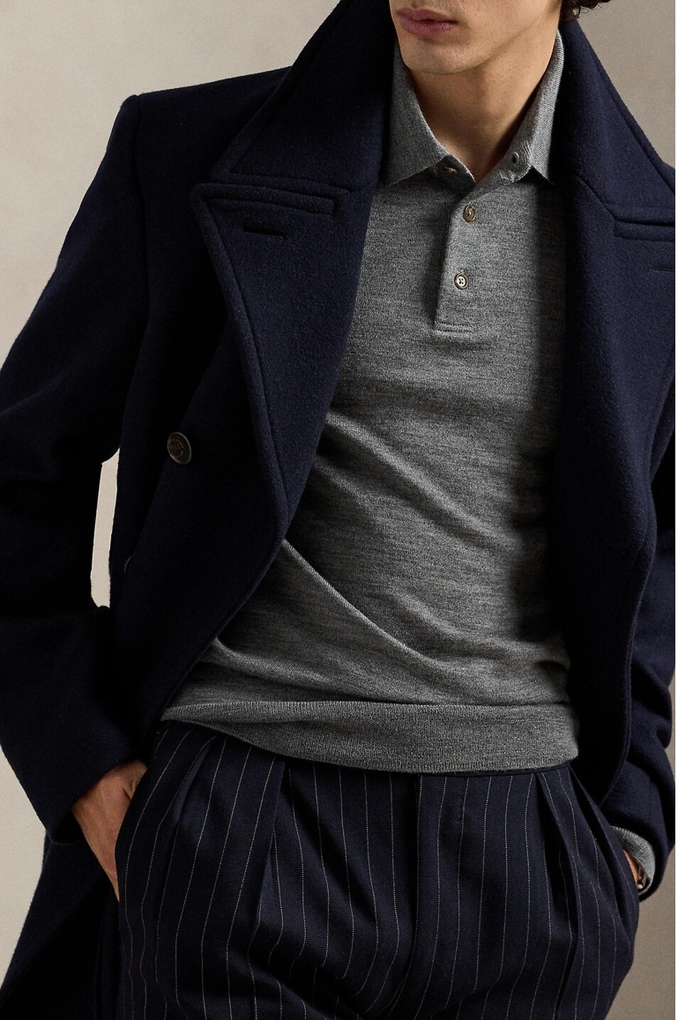 POLO RALPH LAUREN Pony fitted wool polo jumper Men MEDIUM GREY 5