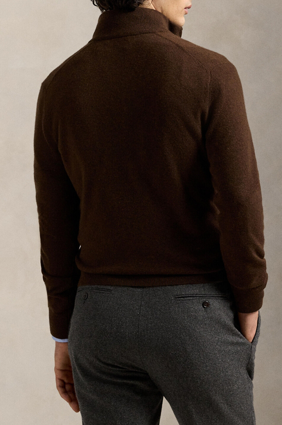 POLO RALPH LAUREN Pony half-zip stand-up collar wool jumper Men BROWN 3