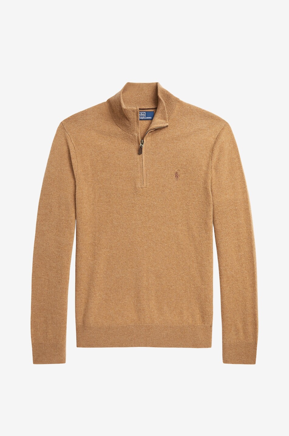 POLO RALPH LAUREN Pony half-zip stand-up collar wool jumper Men LIGHT BROWN 1