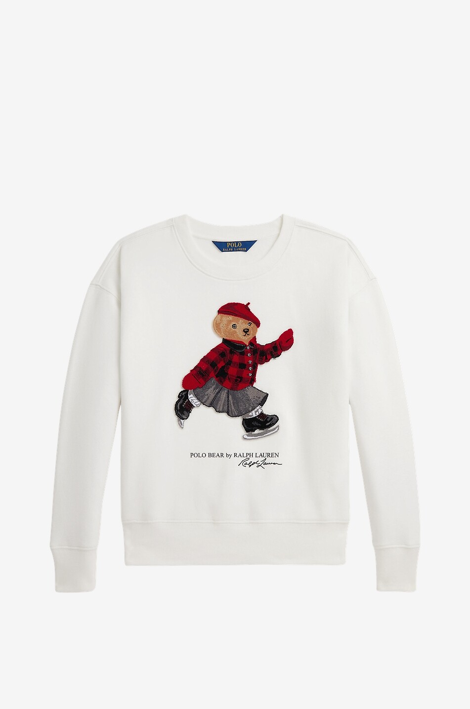 Ice Skating Polo Bear girls' boxy crewneck sweatshirt