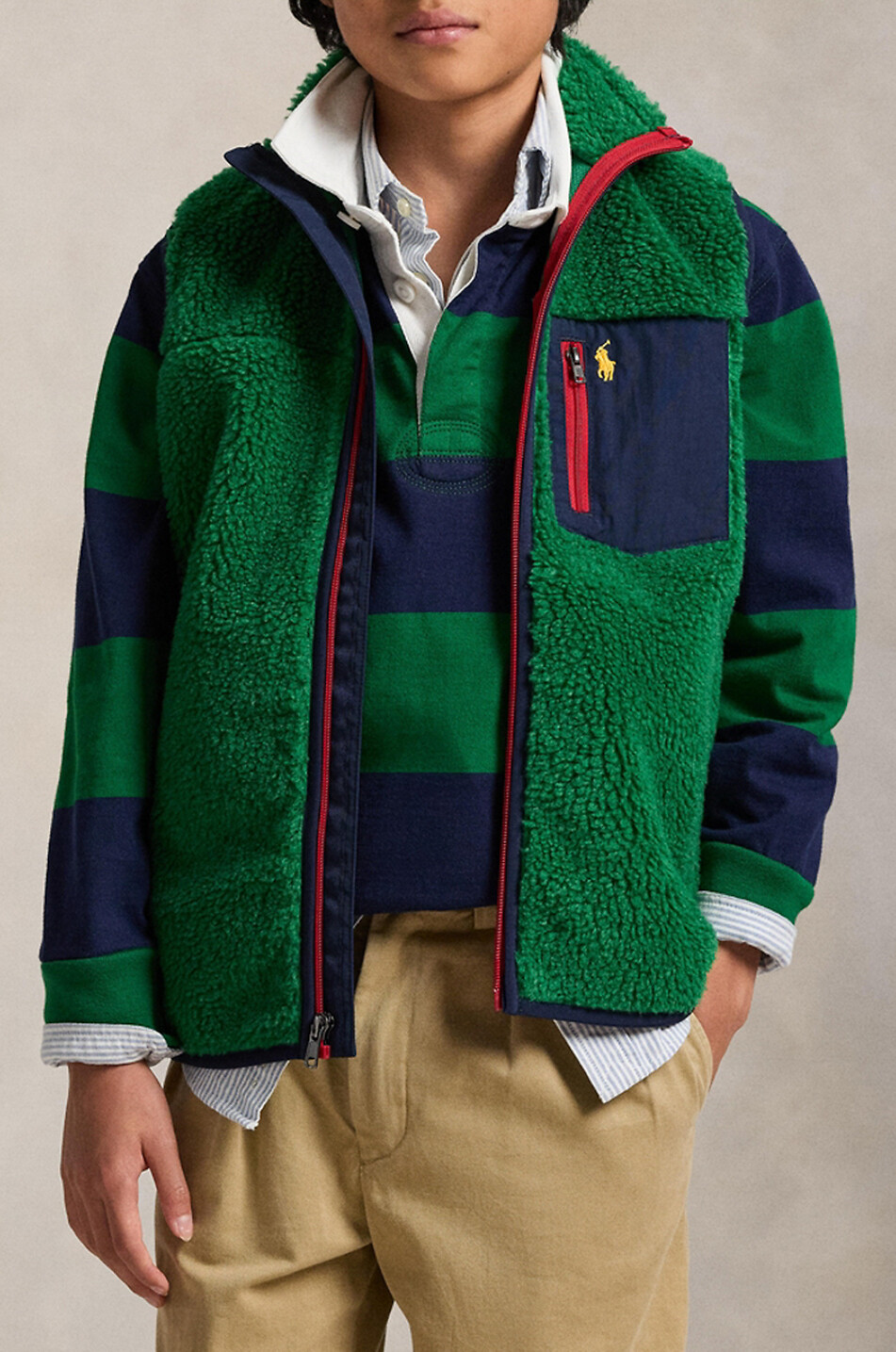 POLO RALPH LAUREN Jungen-Teddy-Fleece-Weste Pony Junge DUNKELGRÜN 6