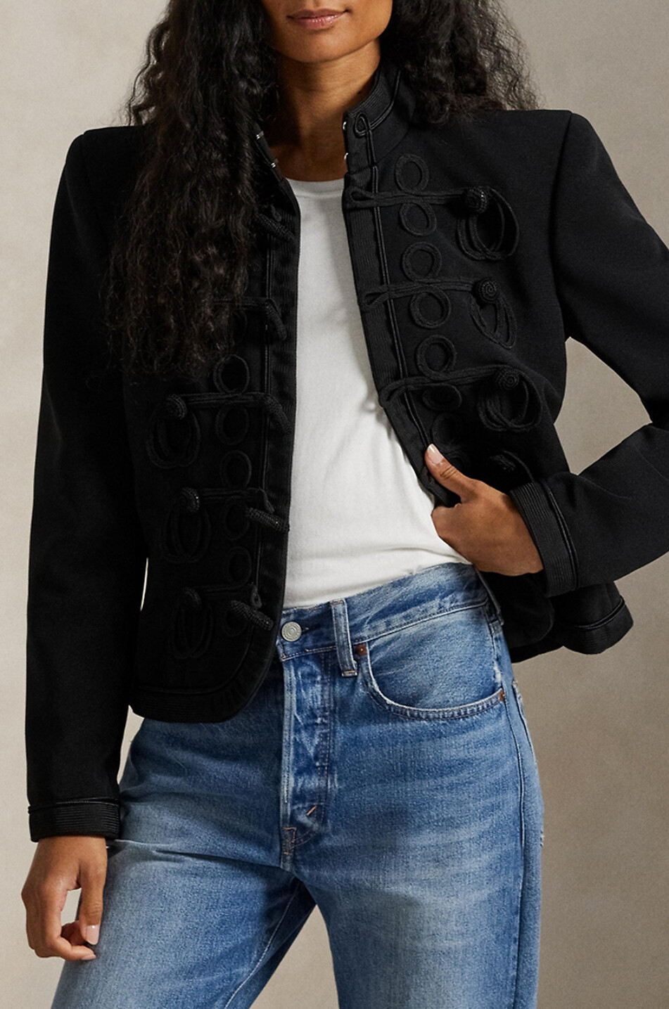 POLO RALPH LAUREN Soutache-trim band jacket Women BLACK 5