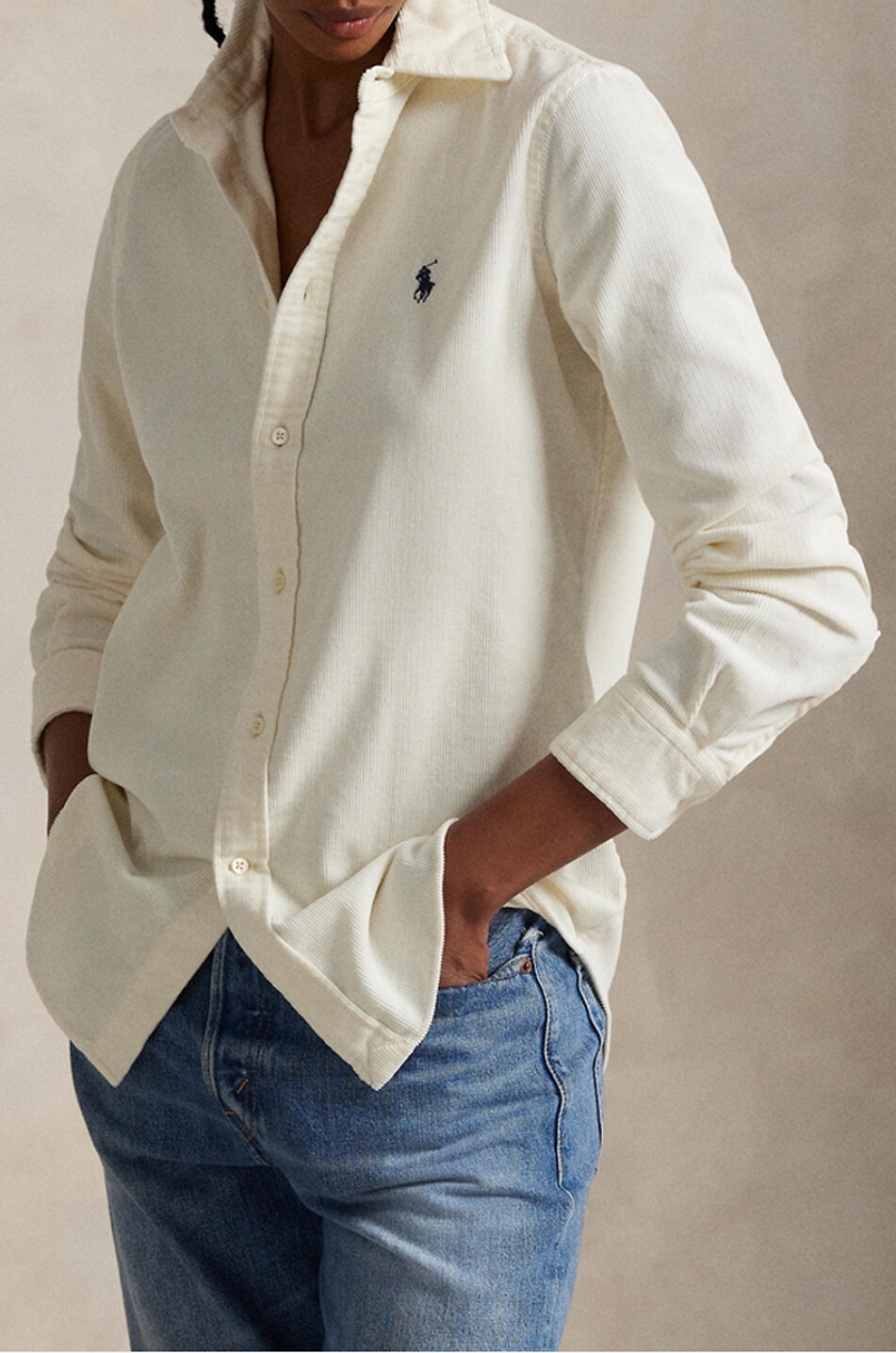 POLO RALPH LAUREN Slim-Fit-Hemd aus Cordsamt Pony Damen CREMEFARBEN 5