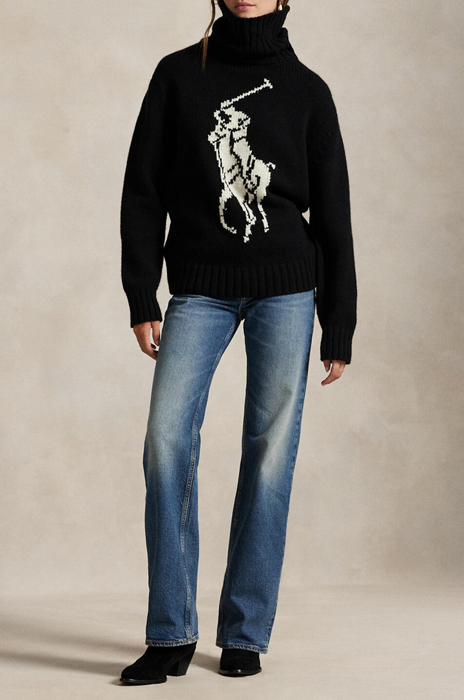 POLO RALPH LAUREN Wollpullover mit Rollkragen Big Pony Damen SCHWARZ 4