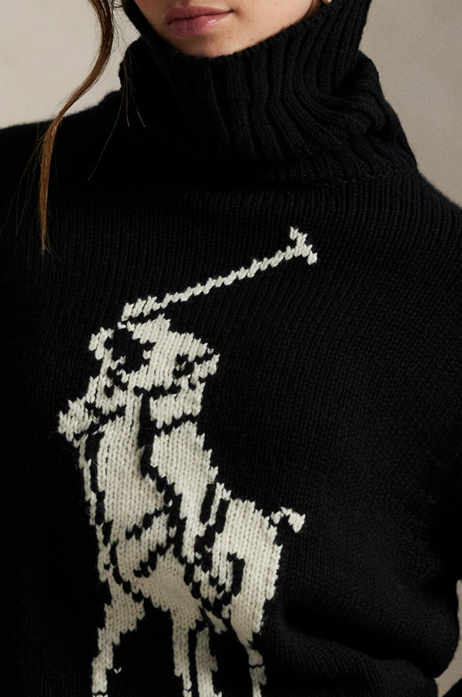 POLO RALPH LAUREN Wollpullover mit Rollkragen Big Pony Damen SCHWARZ 10