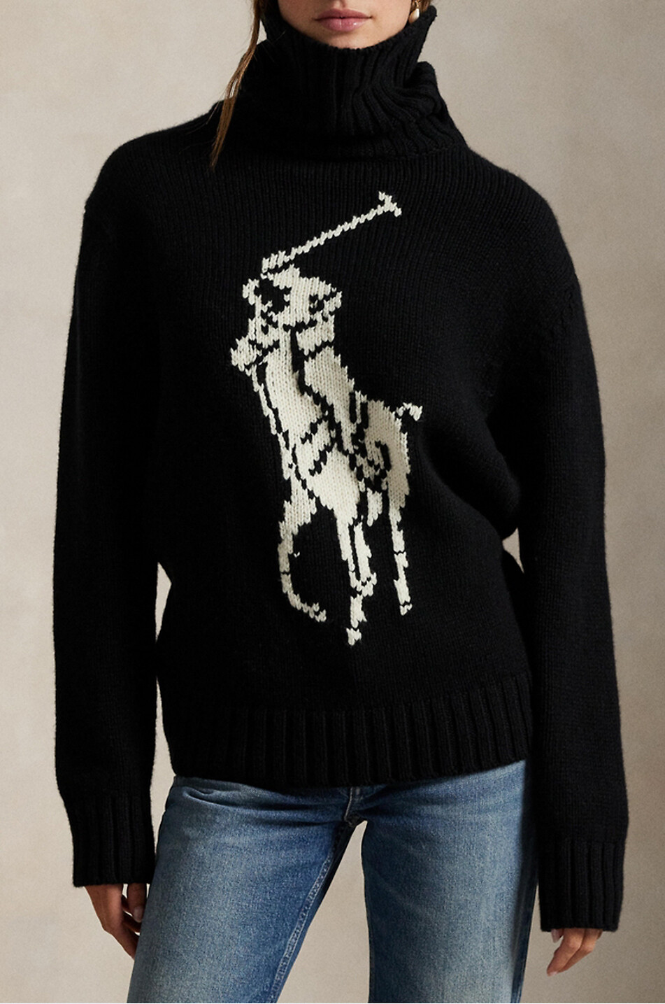 POLO RALPH LAUREN Wollpullover mit Rollkragen Big Pony Damen SCHWARZ 2