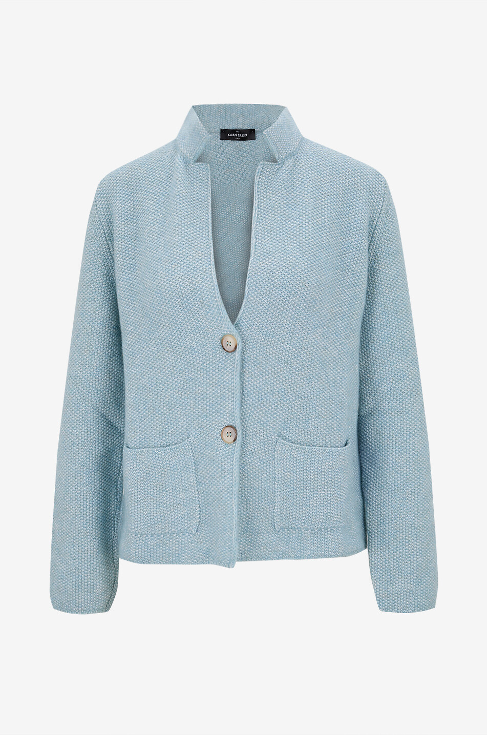 Cardigan coupe blazer en alpaga et laine GRAN SASSO BLEU CLAIR