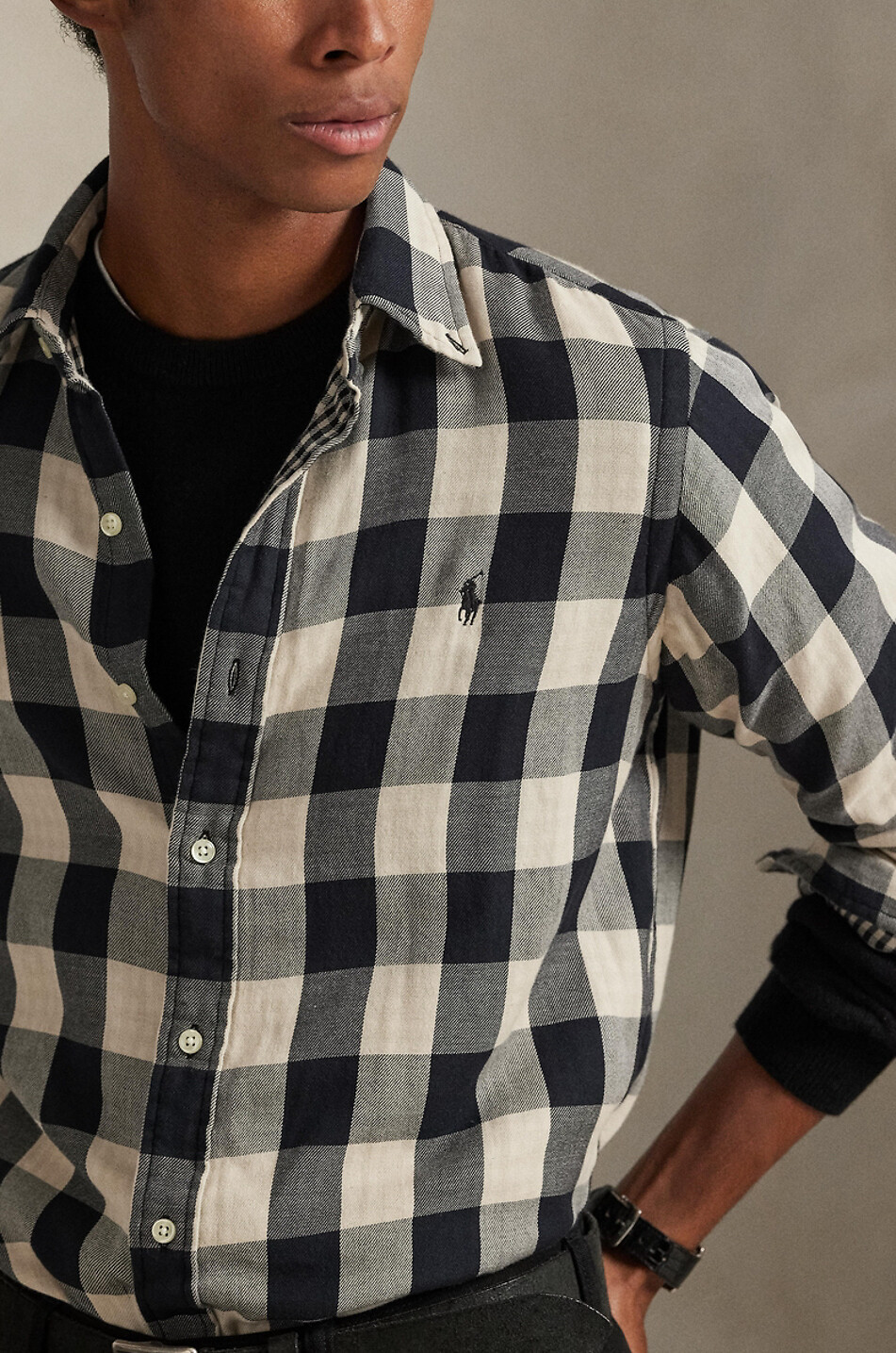 POLO RALPH LAUREN Kariertes Hemd mit Kentkragen Herren SCHWARZ 4