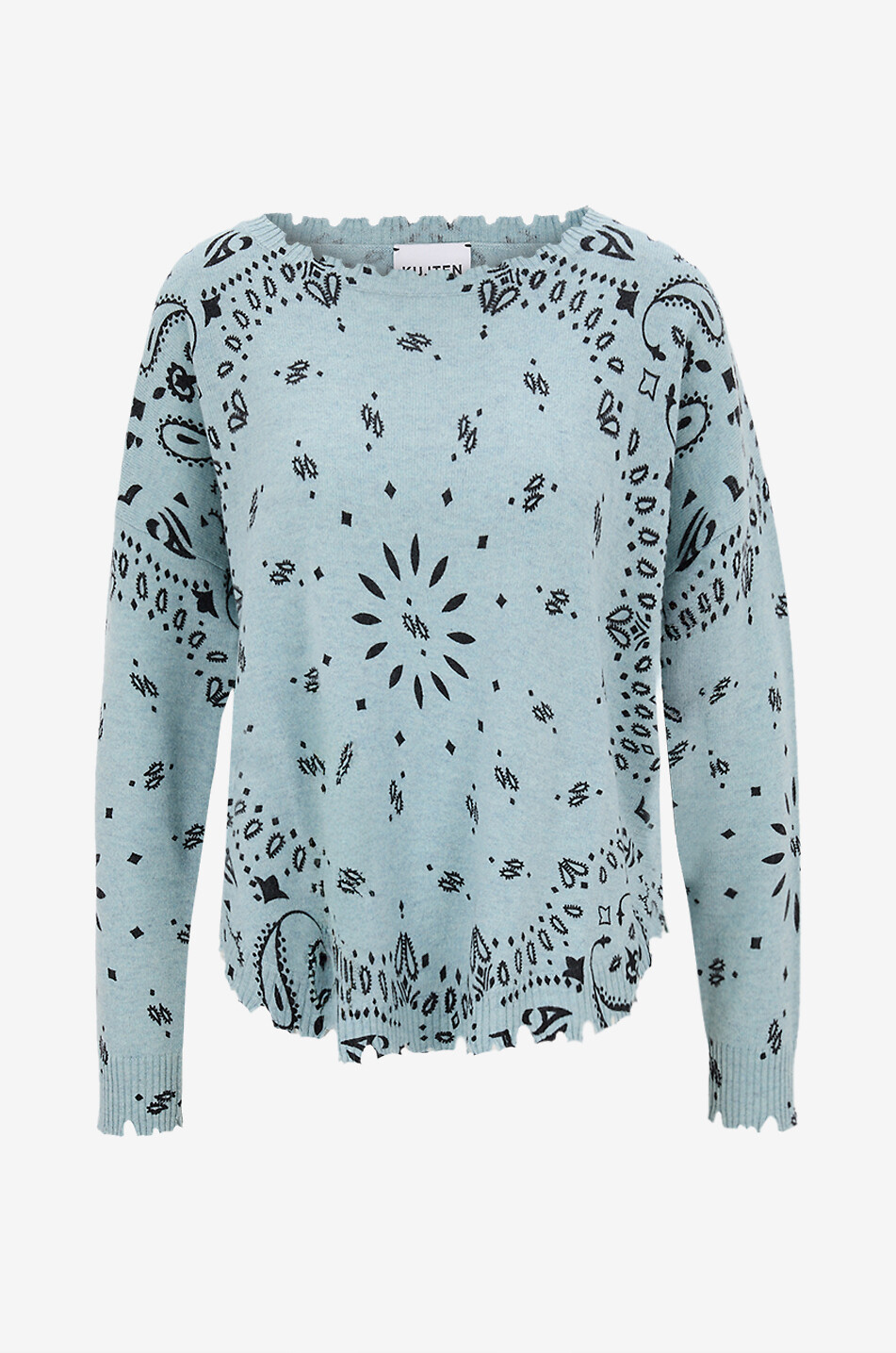 KUJTEN Pullover mit Rundhalsausschnitt aus Kaschmir Mela Bandana Damen BLAU 1