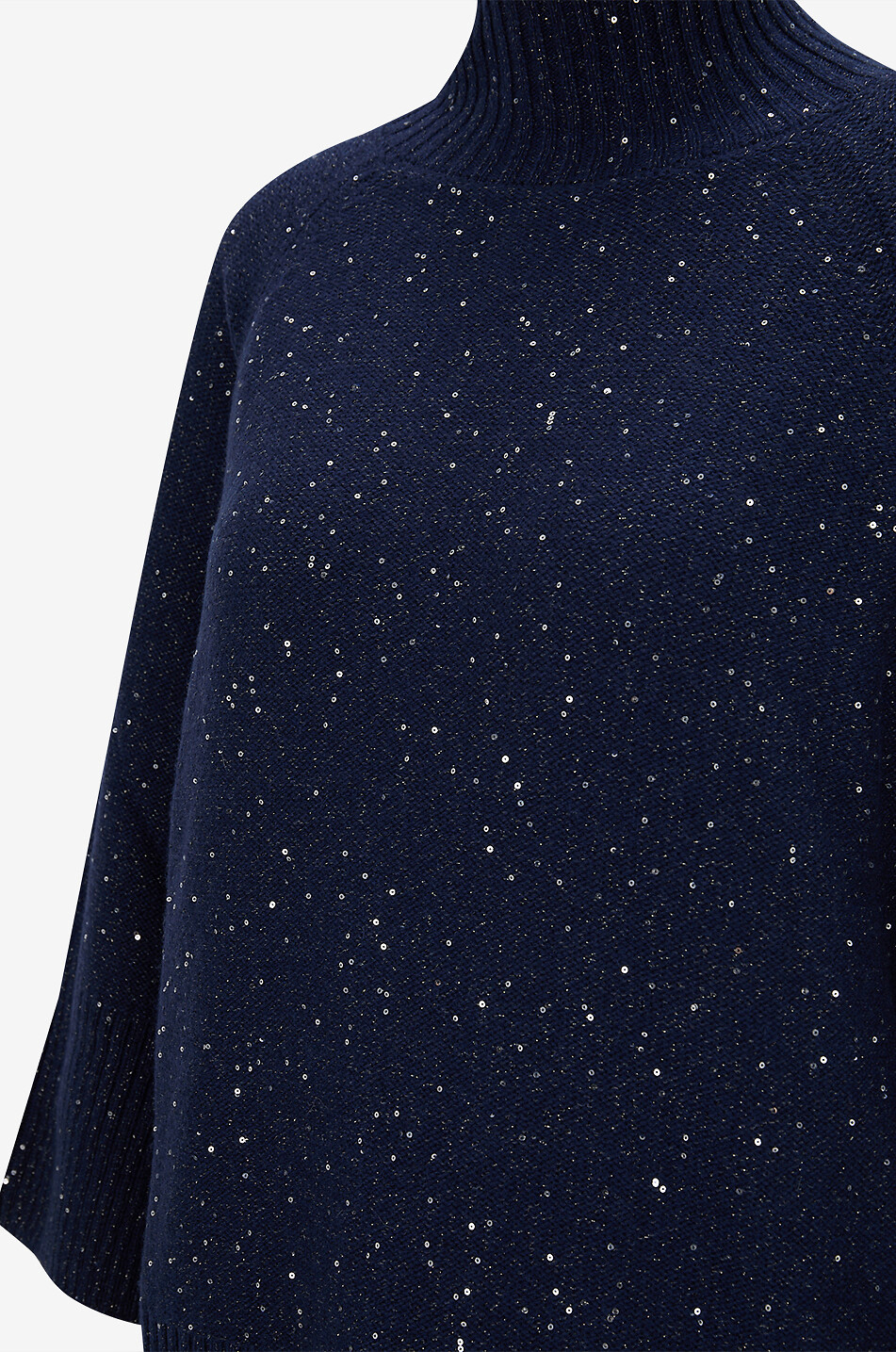 GRAN SASSO 3/4 sleeve garter-stitch sequin-adorned jumper Women DARK BLUE 3