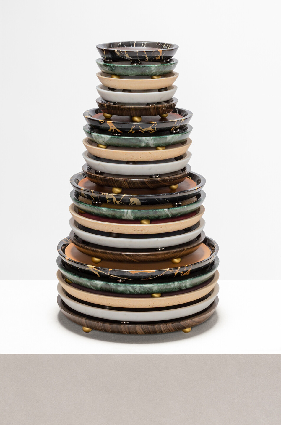 GIOBAGNARA Monza leather marble round trinket tray Home MULTI COLOURED 3