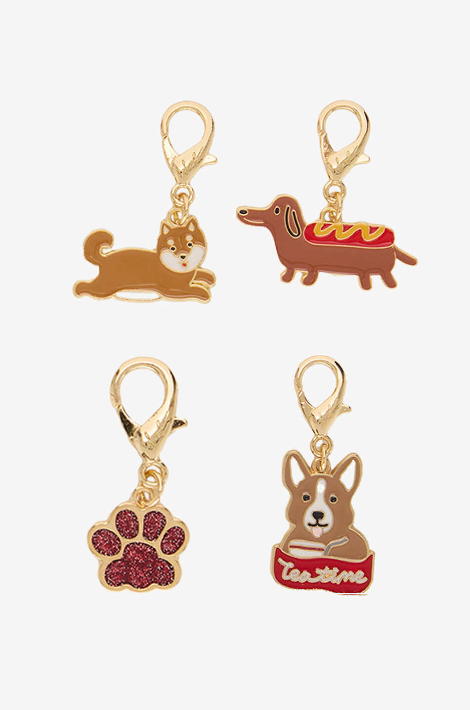 Ensemble de quatre charms sur le thème chien