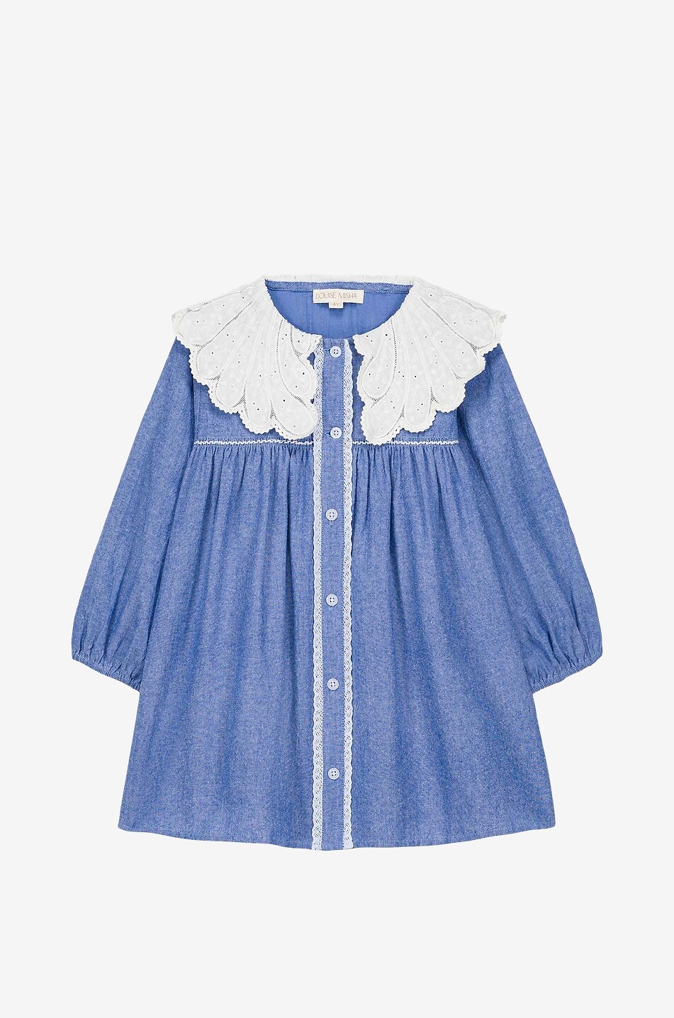 LOUISE MISHA Robe empire fille en coton bio Hyacinte Fille BLEU 1