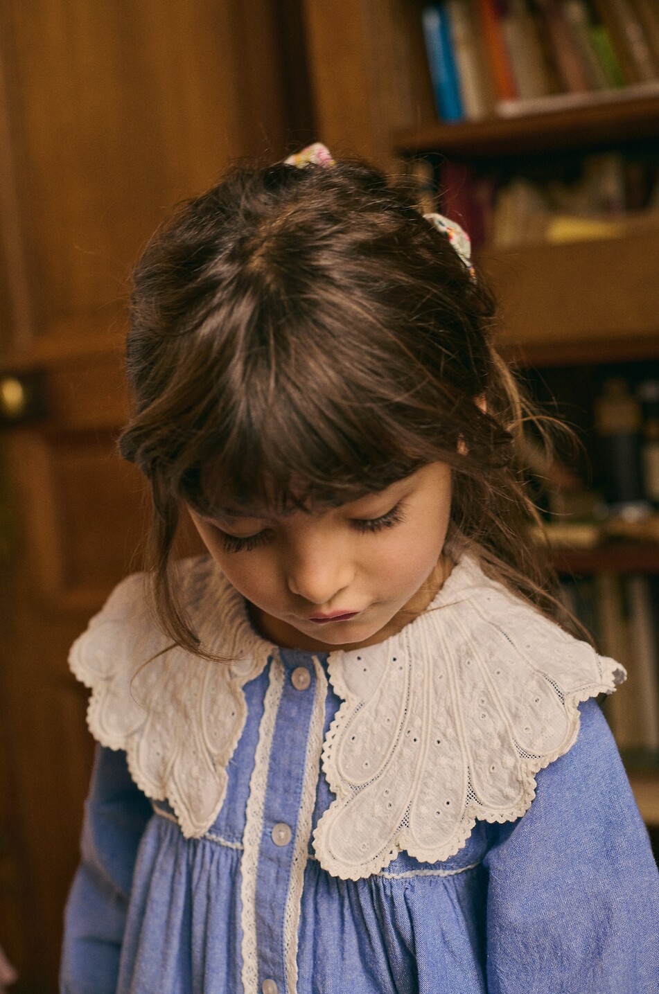 LOUISE MISHA Robe empire fille en coton bio Hyacinte Fille BLEU 3