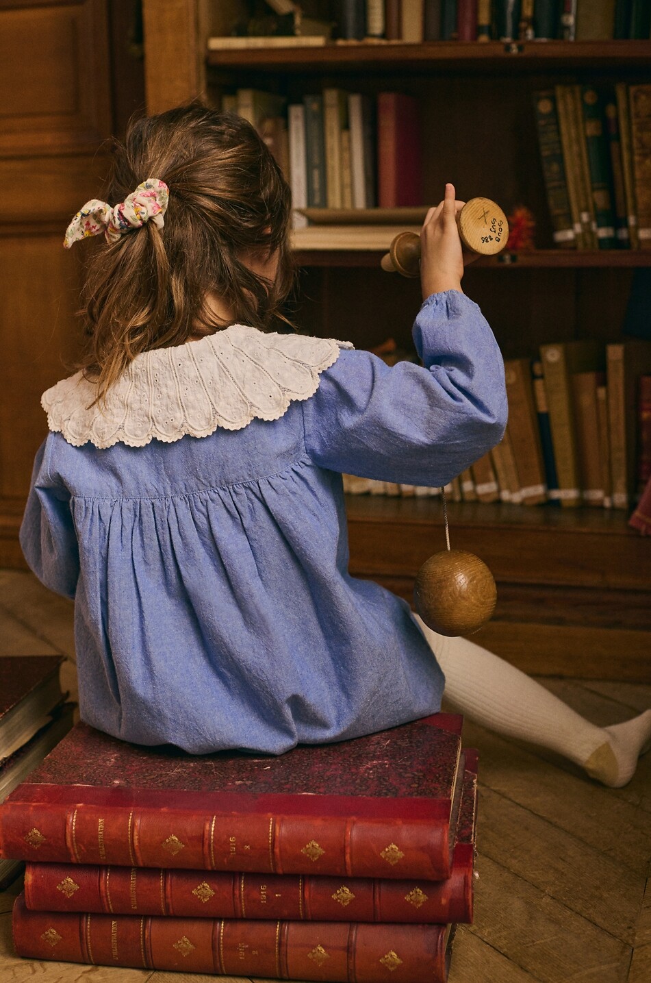 LOUISE MISHA Robe empire fille en coton bio Hyacinte Fille BLEU 5