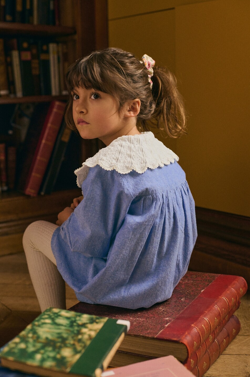 LOUISE MISHA Robe empire fille en coton bio Hyacinte Fille BLEU 6