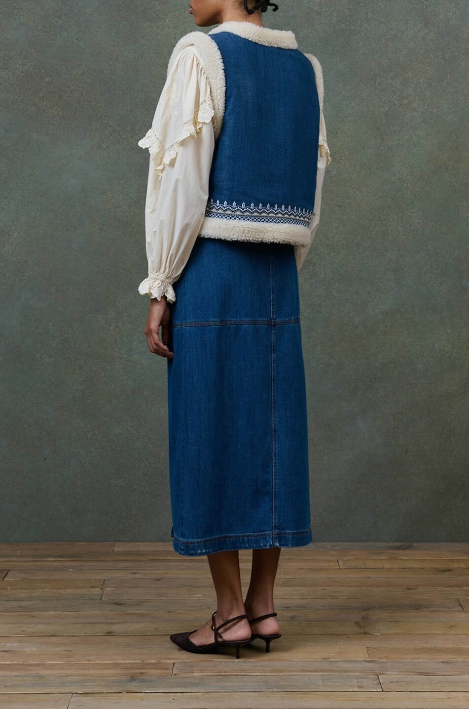 LOUISE MISHA Wendegilet aus Denim und Kunstfell Figara Damen BLAU 5