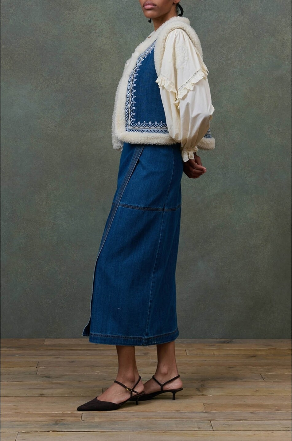 LOUISE MISHA Wendegilet aus Denim und Kunstfell Figara Damen BLAU 6