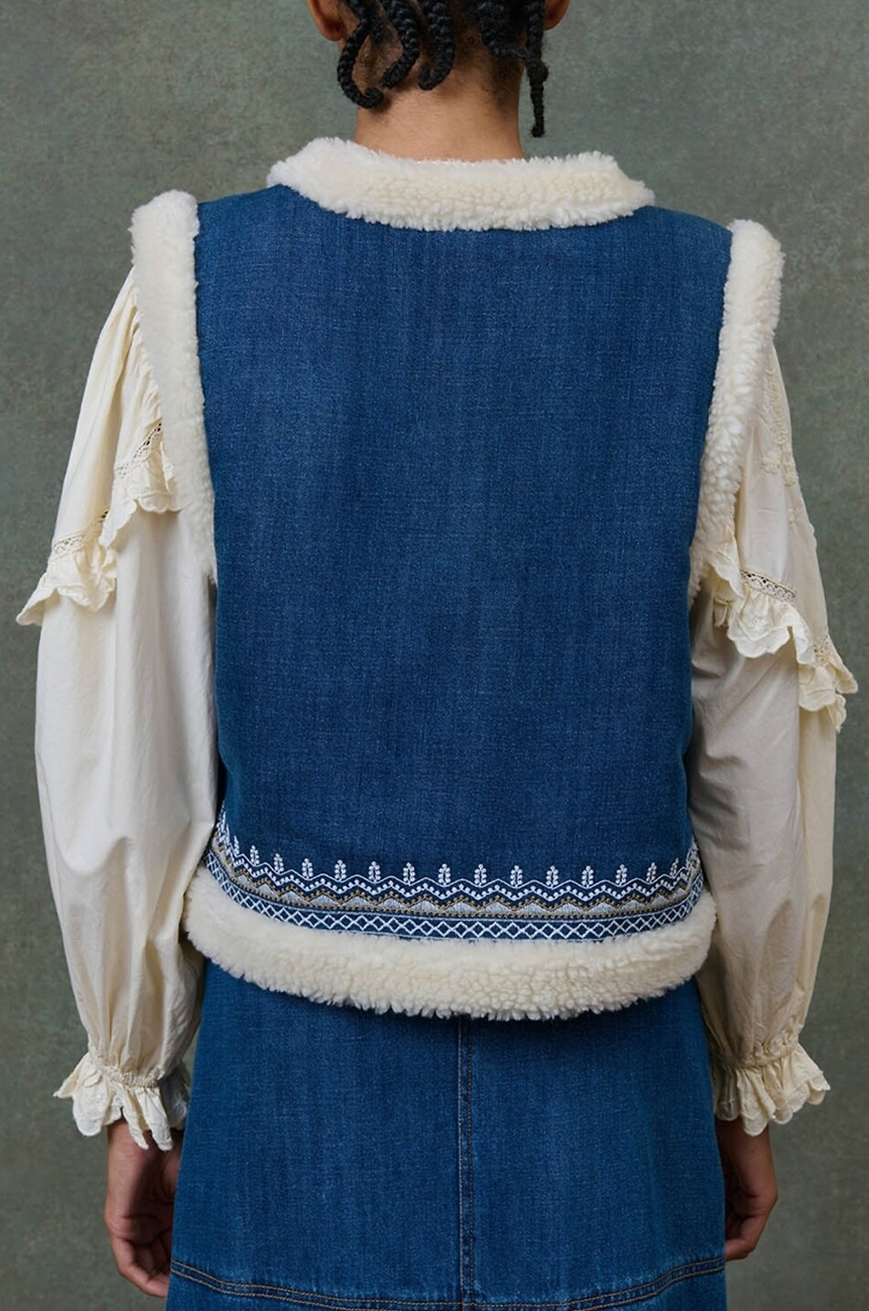 LOUISE MISHA Wendegilet aus Denim und Kunstfell Figara Damen BLAU 3