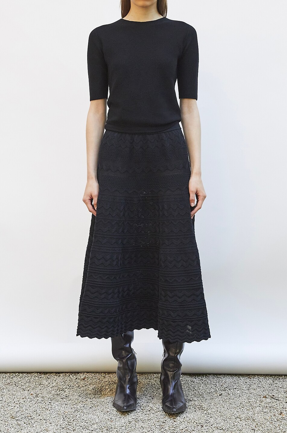 MOLLI Jupe longue en maille de laine Diva Femme NOIR 3