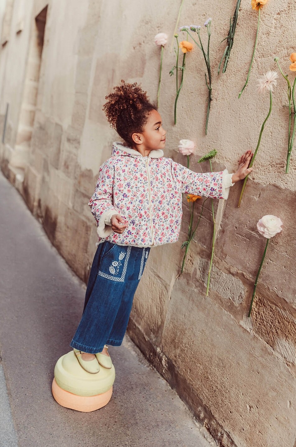 LOUISE MISHA Flofi embroidered flared girls' jeans Girl DARK BLUE 2