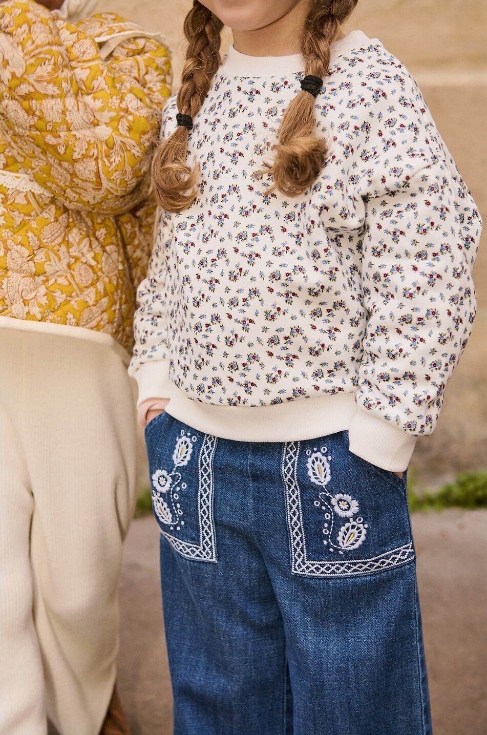 LOUISE MISHA Flofi embroidered flared girls' jeans Girl DARK BLUE 3