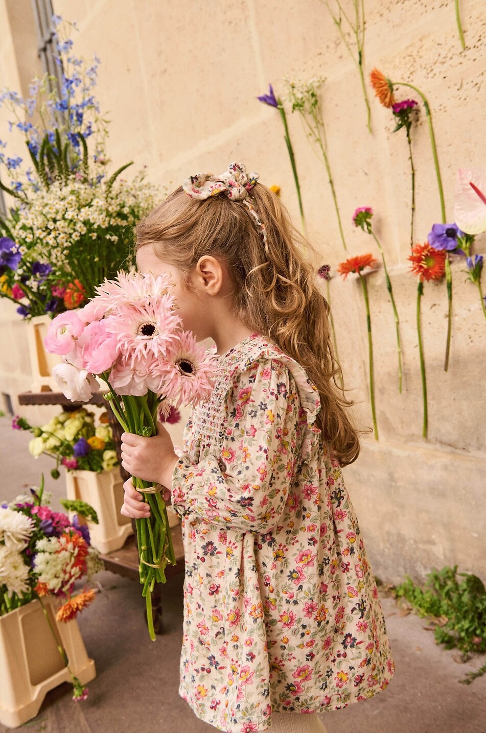 LOUISE MISHA Robe fleurie en coton bio fille Saralou Fille Beige clair 4